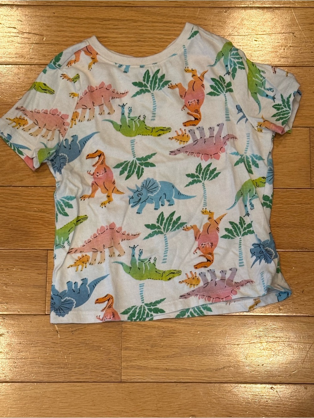 Old Navy White Short Sleeve Tee with Colorful Dinosaur Print